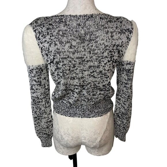 Vintage Womens Sweater Size Small Cream Angora Mixed Knit Puff Sleeve - Picture 3 of 9